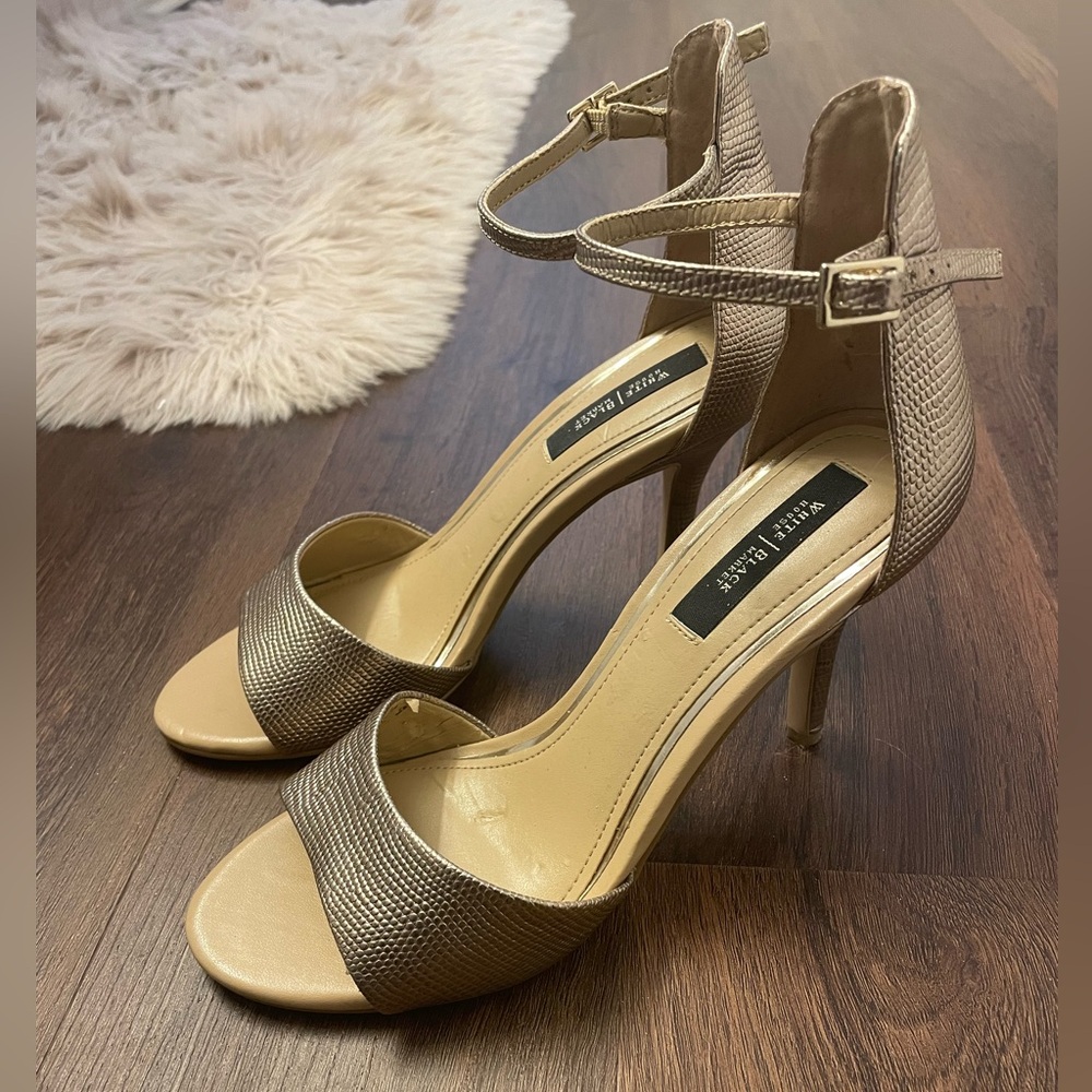 White House black market rose gold heels